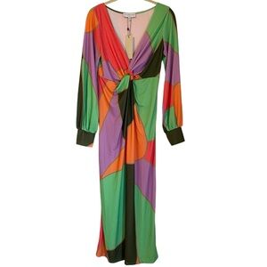 NWT ASOS Never Fully Dressed Vneck Pastel Abstract Marley Dress. Sz. 4